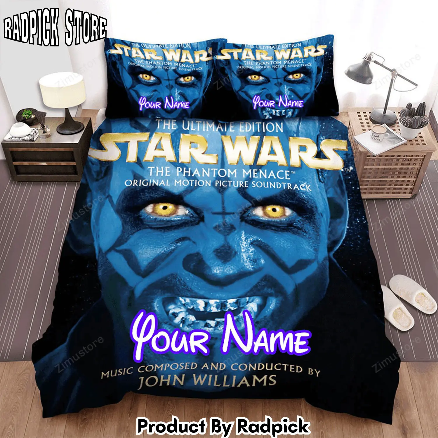Radpick star wars episode i the phantom menace original motion picture soundtrack movie poster bed sheets spread comforter duvet cover personalized name bedding sets rp3271979